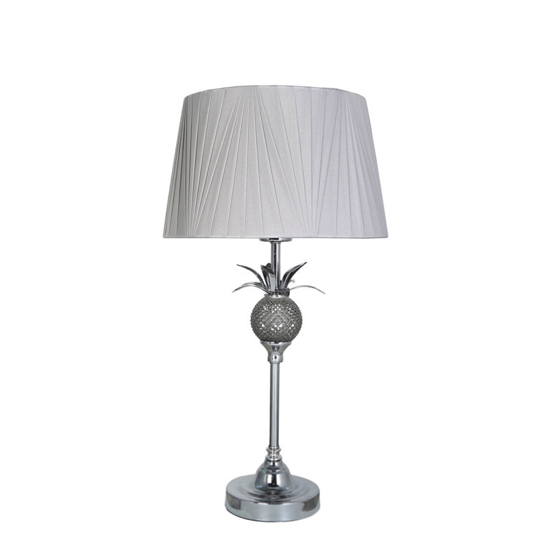 Goodge 56cm Table Lamp for Living Room, Bedside Buffet Lamp with Metal Base, Light Grey