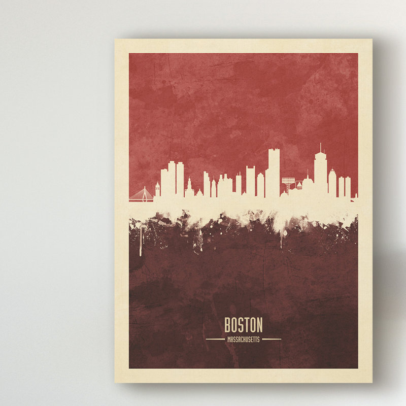 « boston massachusetts horizon red ii », impression sur toile tendue, H 19 po x l 14 po x P 2 po
