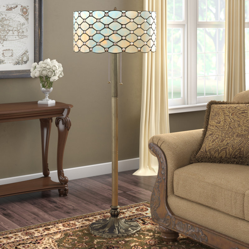 Lampe sur pied Dairi, H 60 po x l 16 po x P 16 po, Beige / noir