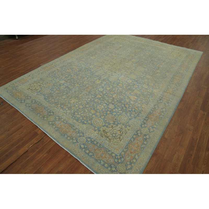 Tapis bleu antique antique 8 x 12
