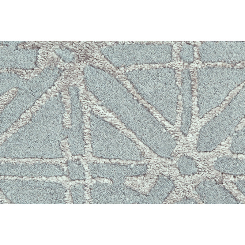 Tapis mauve touffeté à la main à motif géométrique Alusine, Rond 10 pi
