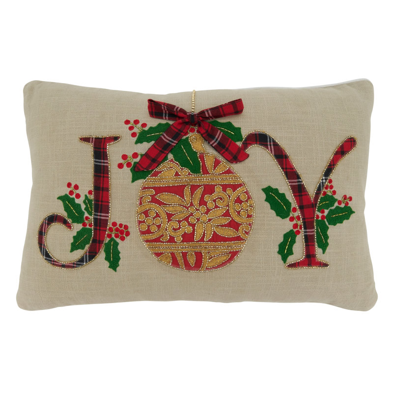 Ariadne 'Joy' Design Holiday Rectangular 100% Cotton Pillow Cover & Insert, Polyester/Polyfill