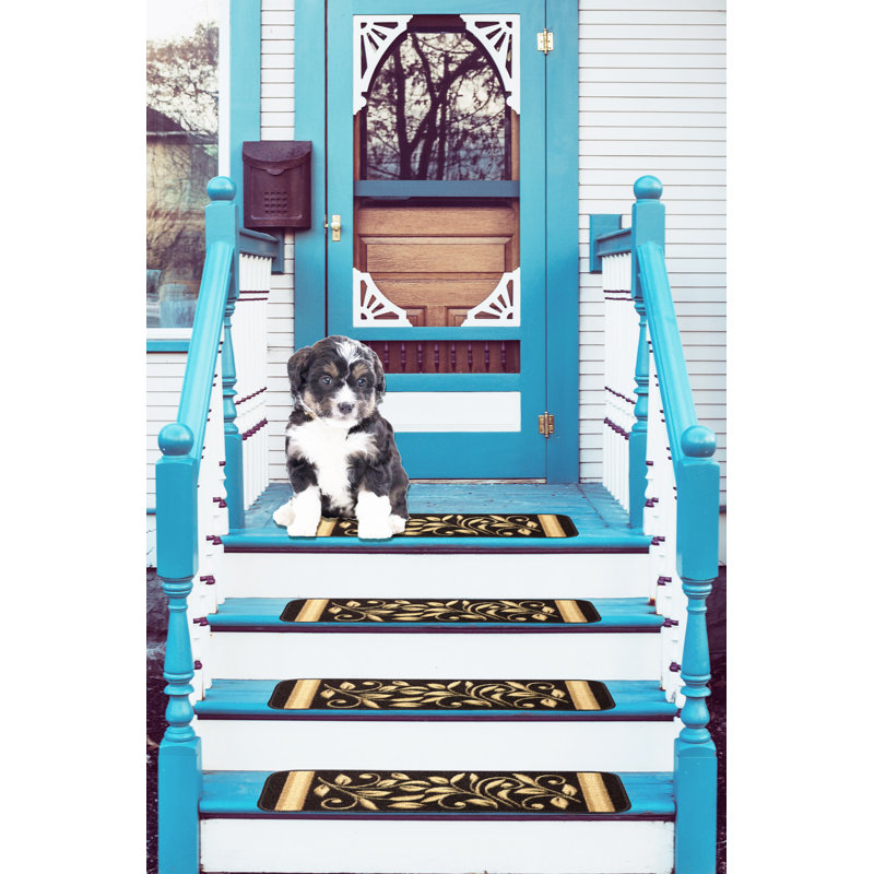 Tapis d'escalier antidérapant Doli, Brun, Ensemble de 8
