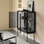 Black Solid Wood+Stainless Steel+Tempered Glass Display Cases-120838263