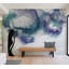 Murale abstraite pelez et collez - gouttes d'aquarelle bleues-2139684592