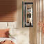 Petite armoire à miroir rectangulaire rectangulaire en aluminium noir 10 po x H 30 po avec 2 tablettes réglables-1594626241
