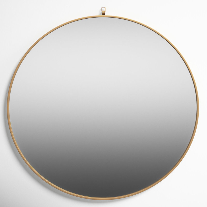 Cassie Metal/Manufactured Wood Round Wall Mirror, Brass, 36" x 36" 