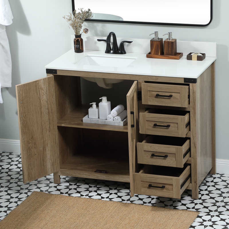 Ensemble de meuble-lavabo simple 42 po Slayton, Chêne naturel