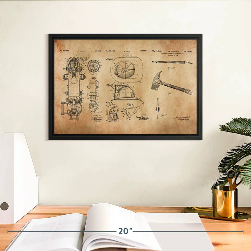 Brevet d'équipement de pompier, Cadre flottant noir, 13 po x 9 po