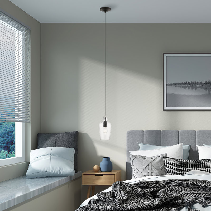 Luminaire suspendu en forme de pot à 1 lumière Alby, Noir / nickel brossé