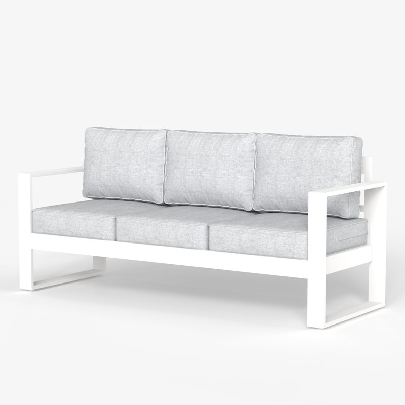 Canapé d'extérieur droit autonome de 73 po de large avec coussins Standalone Product, Structure blanche / coussin blanc