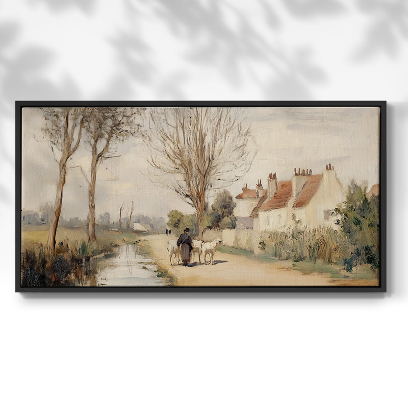 Paysage, série CLCL-XXVV, toile tendue avec châssis, prête à être accrochée, H 21 po x l 41 po, Noir