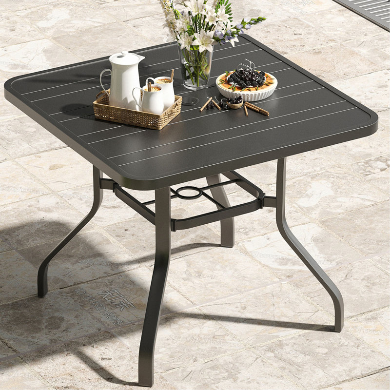 Outdoor Dining Table, Patio Dining Table With 1.57" Umbrella Hole, Outdoor Metal Furniture For Patio, Graden, Backyard And Poolside, Weather-Resistant