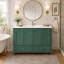 Meuble-lavabo de salle de bain avec lavabo en résine, armoire de rangement abondante - 4 portes à fermeture douce et 2 tiroirs