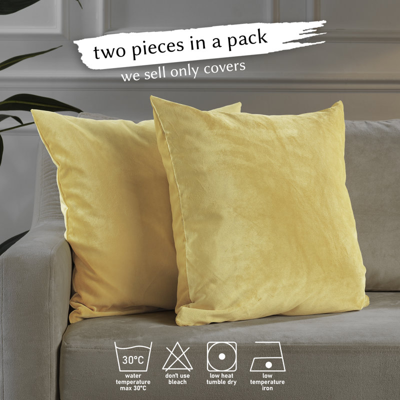 Matte Velvet Pillow Cover, 16" x 16", 63 Lemon