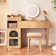 Laureta Plywood Adjustable Makeup Vanity with Soild Wood Feet and Glass Door, Mid-Century Modern Vanity Desk with Fluted Sytle and Golden Color Hardwares