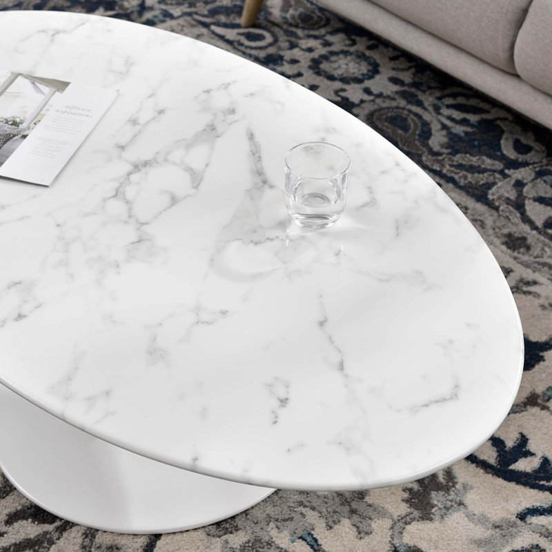 Table basse Lippa, 17.5" H x 47" W x 27.5" D, White Marble