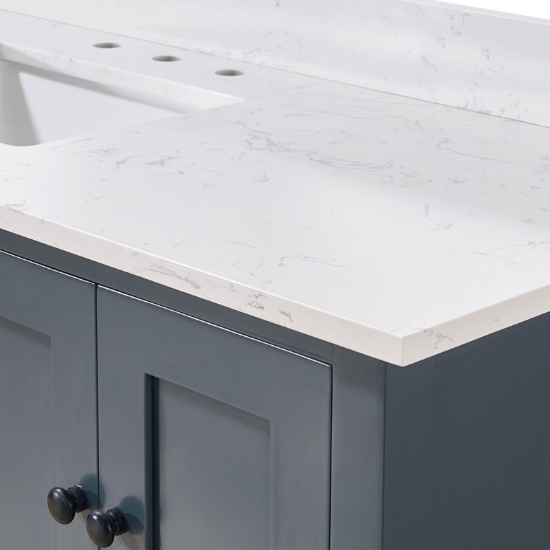 Trento 61 in. White Composite Vanity Top with Rectangular Sink