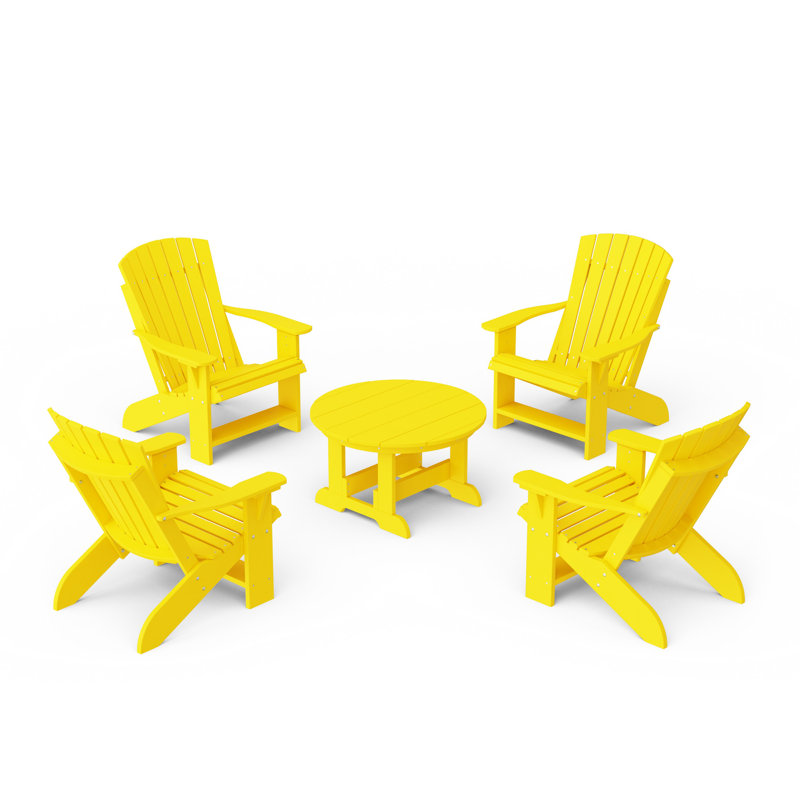 Ensemble de conversation de chaise Adirondack 5 pièces Heritage, Jaune