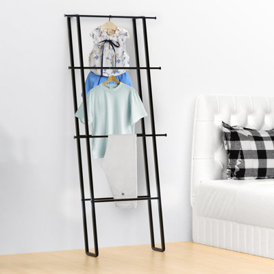 4-Tier Blanket Ladders for Living Room Bathroom (Matte Black)