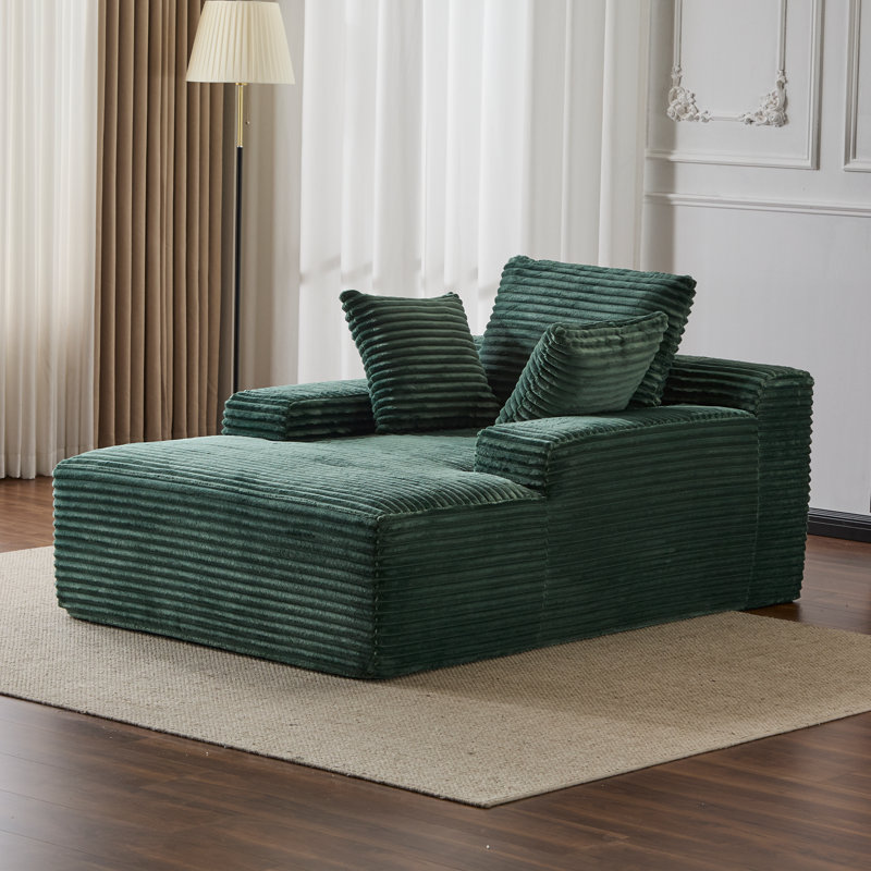 Chaise longue rembourrée en velours côtelé Modern, Vert