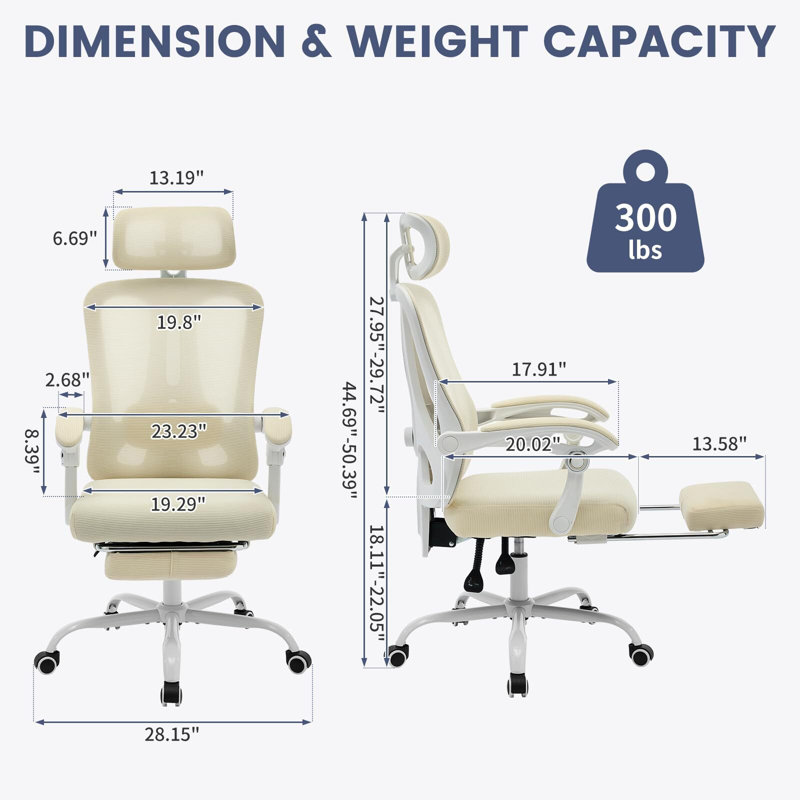 Chaise de bureau Meria, Blanc