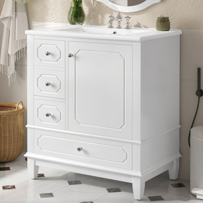 Meuble-lavabo moderne de 30 pouces avec lavabo en céramique intégré Dockmere