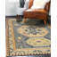 Blue Handwoven Wool Octagonal Medallions Classic Traditional Modern Contemporary Carpet Rug-1210063649