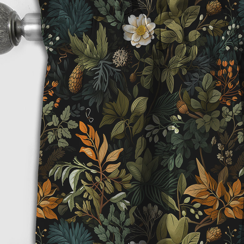 Rustic Wilderness Cottage Charm - Rideau floral occultant traditionnel - 1 panneau, L 52 po x L 84 po