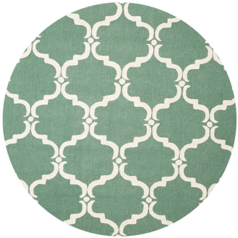 Lockeford Hand Tufted Wool Geometric Rug, Round 6'
