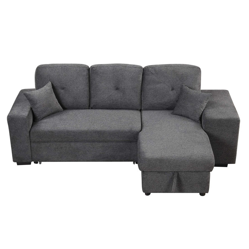 Canapé-lit modulaire réversible avec tablette latérale et 2 tabourets, canapé-lit coulissant en L, canapé-lit d'angle avec méridienne de rangement gauche / droite pour le salon