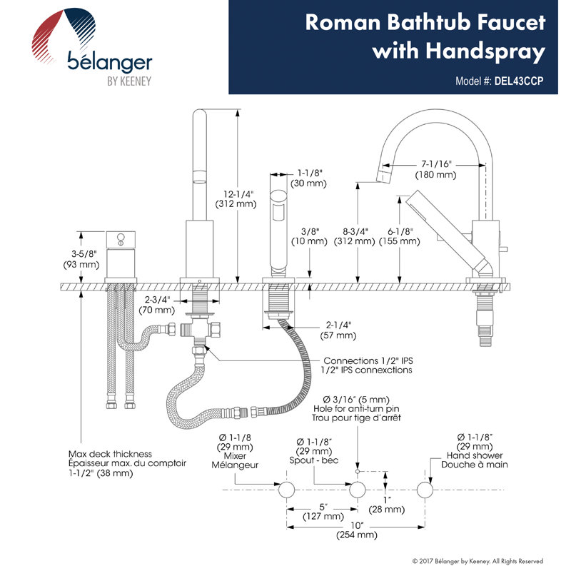 Delphi 1 Roman Tub Faucet with Hand Shower and Diverter