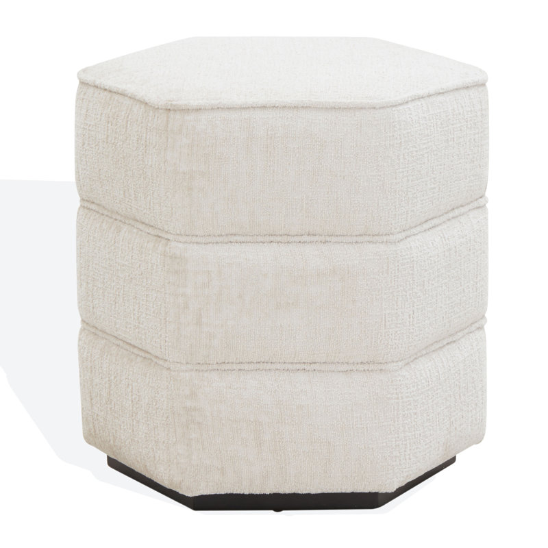 Rosaria Chenille Hexagon Ottoman, Beige