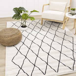Tapis abstrait noir / beige Meridian