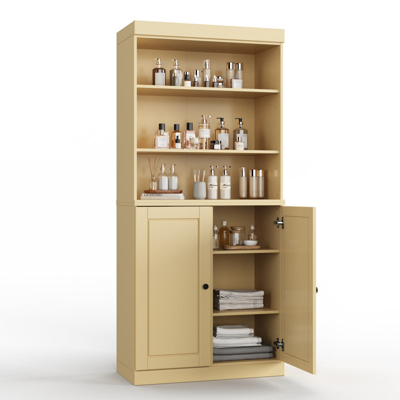 Armoire de rangement pour salle de bain 100% bois massif Palace Imports, portes à panneaux surélevés, tablettes réglables, 32 po de largeur, 71,5 po de hauteur
