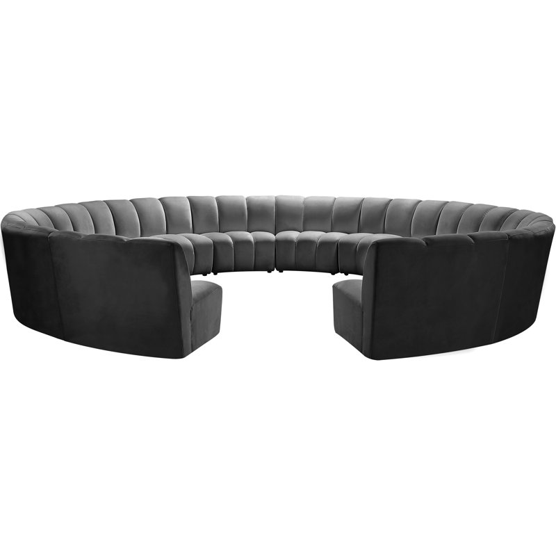 Canapé modulaire en velours Infinity, Velours gris, 12 pièces