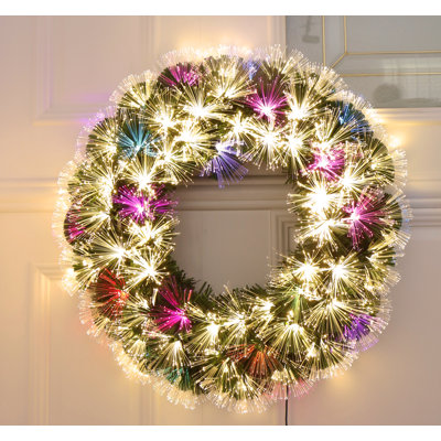Faux Lighted Pine Wreath