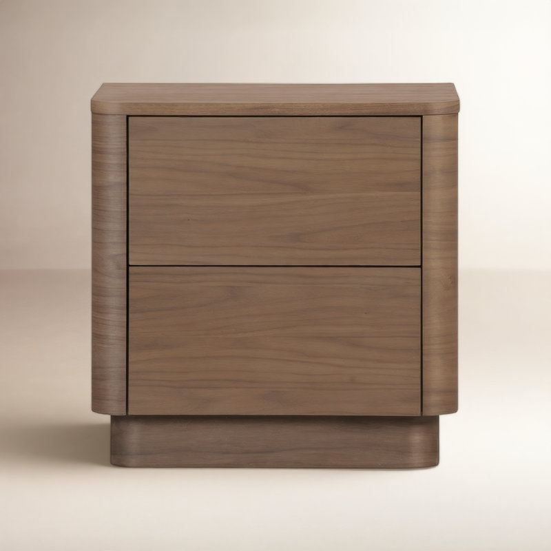 Mille 2 - Drawer Solid Wood Nightstand, Walnut