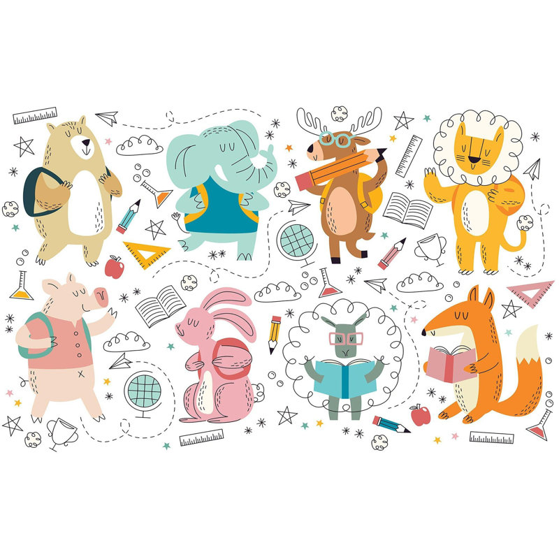Papier peint de qualité supérieure - Animal Friends Study, L 120 po x l 180 po