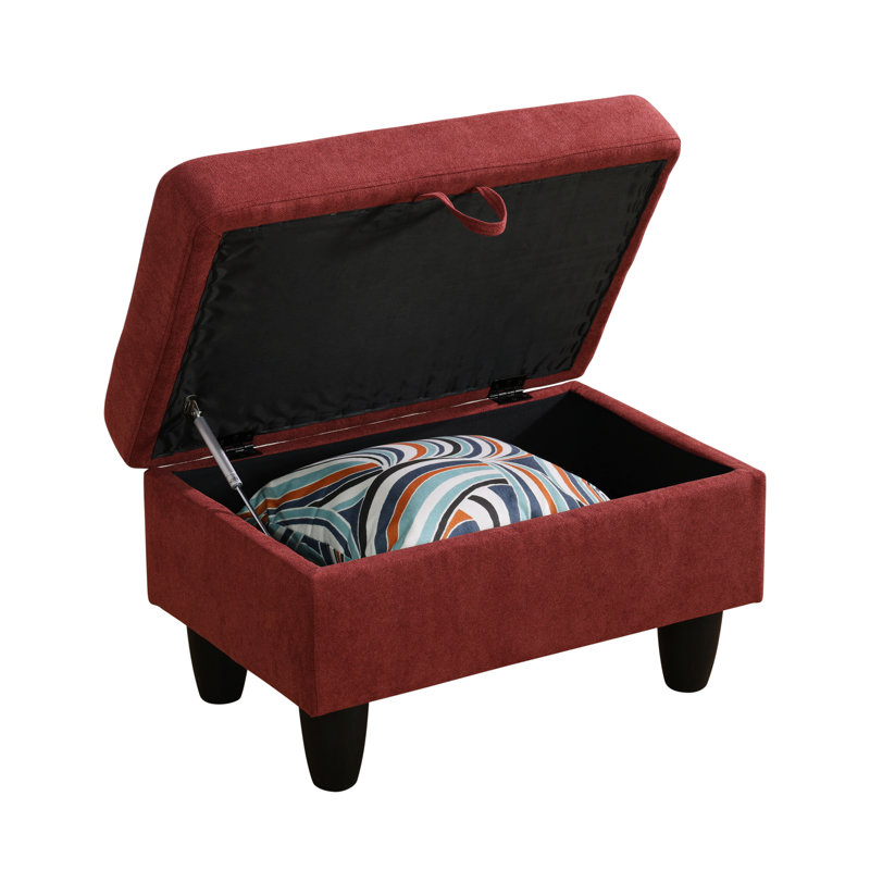 Canapé modulaire rembourré réversible avec repose-pieds, Red microfiber, Orienté à droite
