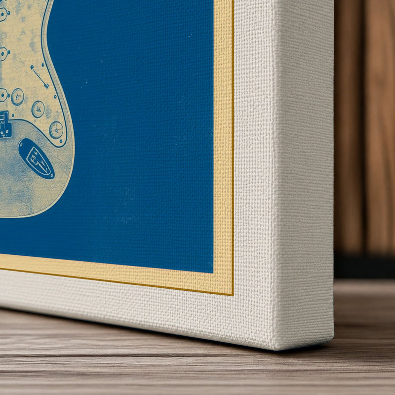 Fender Stratocaster Minimalist 1 Piece Wrapped Canvas Wall Art, 30x20 - 76.2 x 50.8 cm, Cream Border