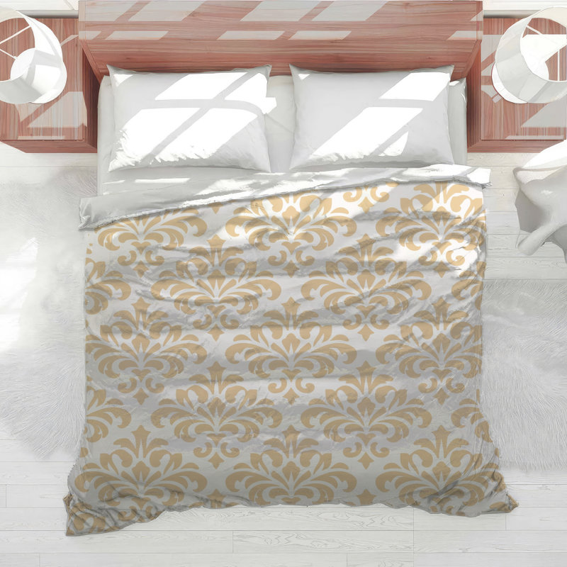Beige Damask Pattern Comforter, King