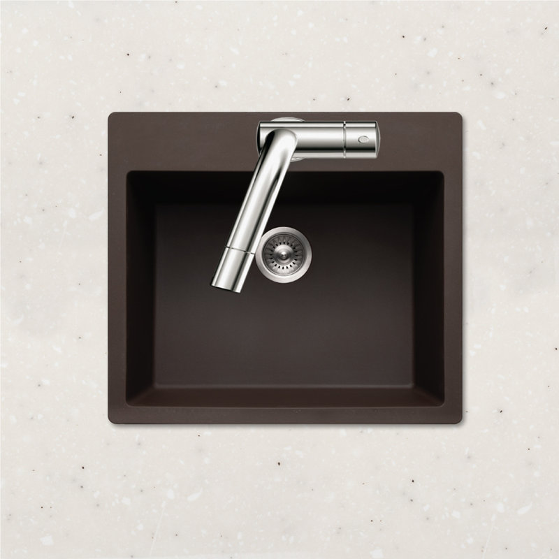 Houzer Quartztone 25 inch Mocha Granite Composite Topmount Single Bowl Kitchen Sink - G-300 MOCHA