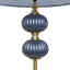 Blue Metal Ribbed Room Floor Lamp with Velvet Shade and Gold Accents