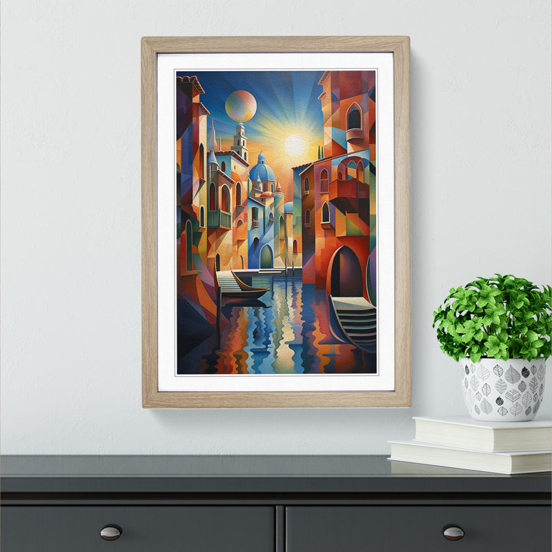 Venice Futurism Art - Framed Print, Oak Framed, 34cm H x 25cm W