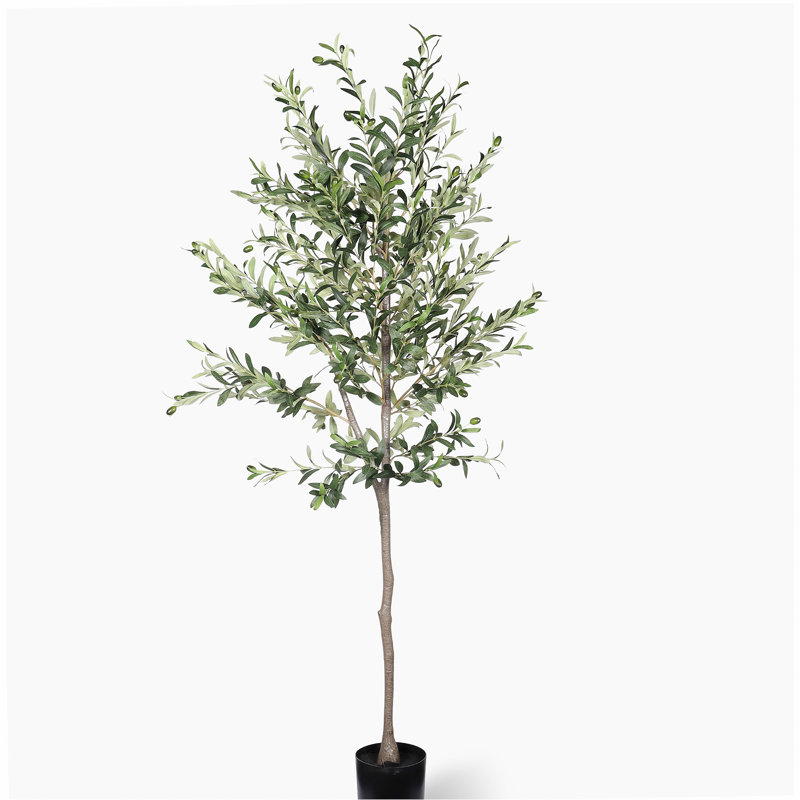 6pi d'olivier artificiel dans un pot en plastique noir, 1pc / ensemble