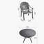 Ensemble de 7 pièces de mobilier de patio en aluminium coulé avec cadre noir et coussins de siège rouges-380373253