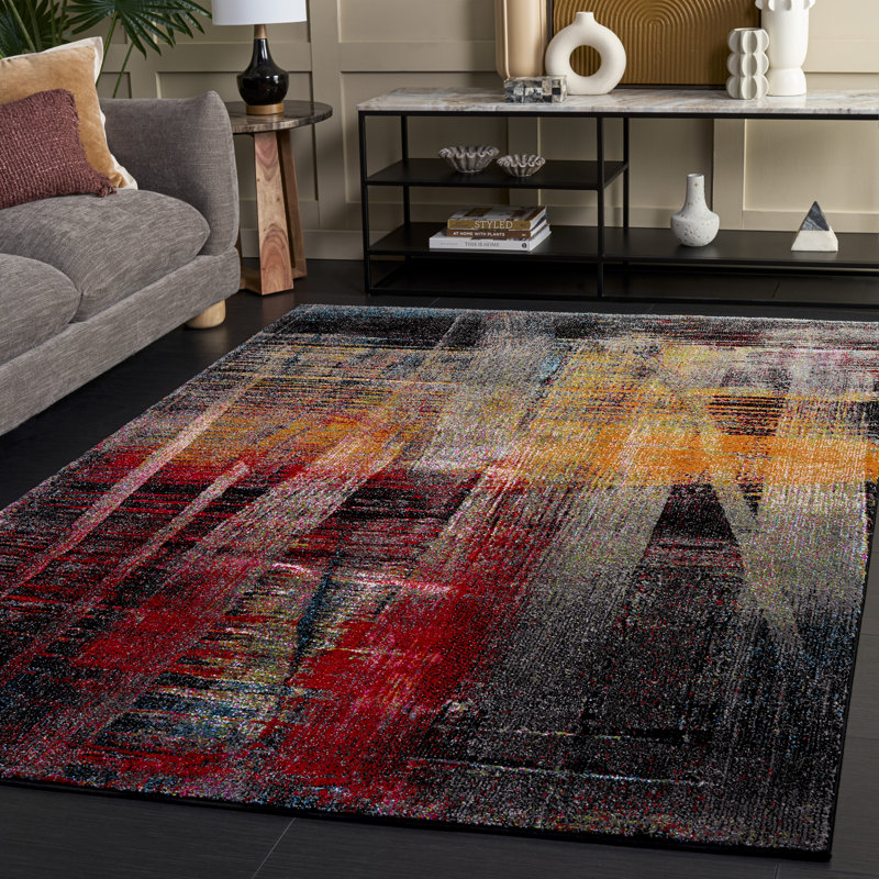 Tapis abstrait Hasseltine Performance, Rectangle 5 pi 3 po x 7 pi 6 po