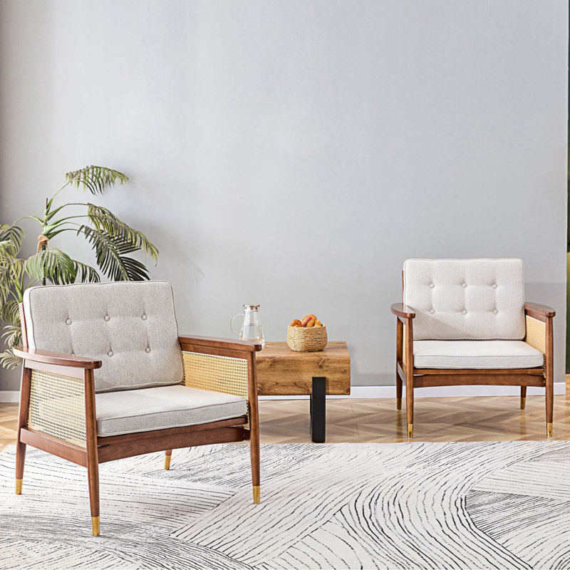 Chaise avec accoudoirs rembourrée Joharis, Velours noyer