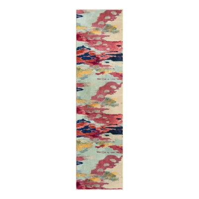 Tapis rose en polypropylène Roshan